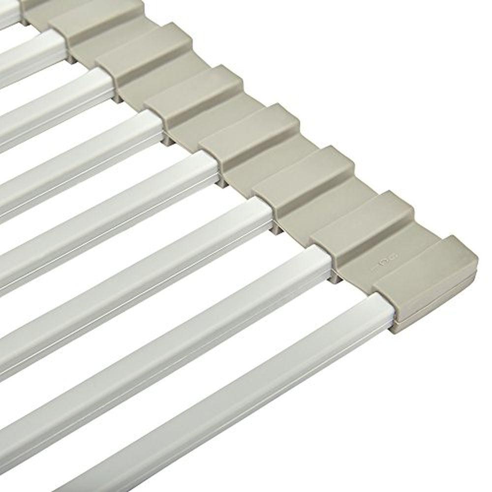 Stainless Steel Heavy Duty Over Sink Dish Drying Rack - Space Saving Roll Up Design for Compact Kitchens, Apartments & RVs