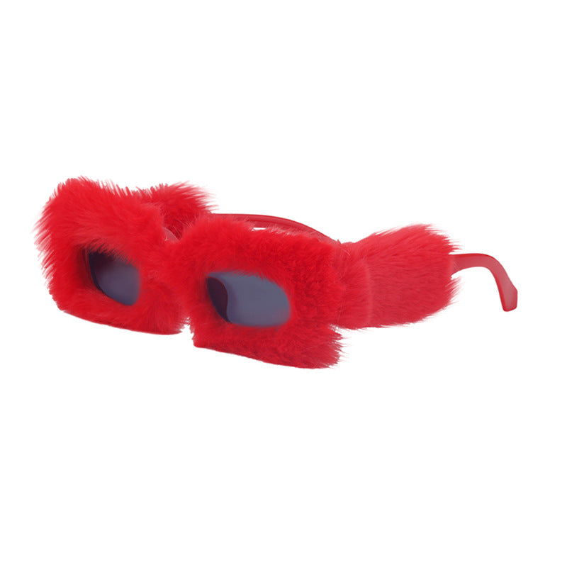 Stylish Plush Square Sunglasses for Women - Winter Fashion Accessory with UV Protection - Perfect for Outdoor Activities, Skiing, and Winter Vacations