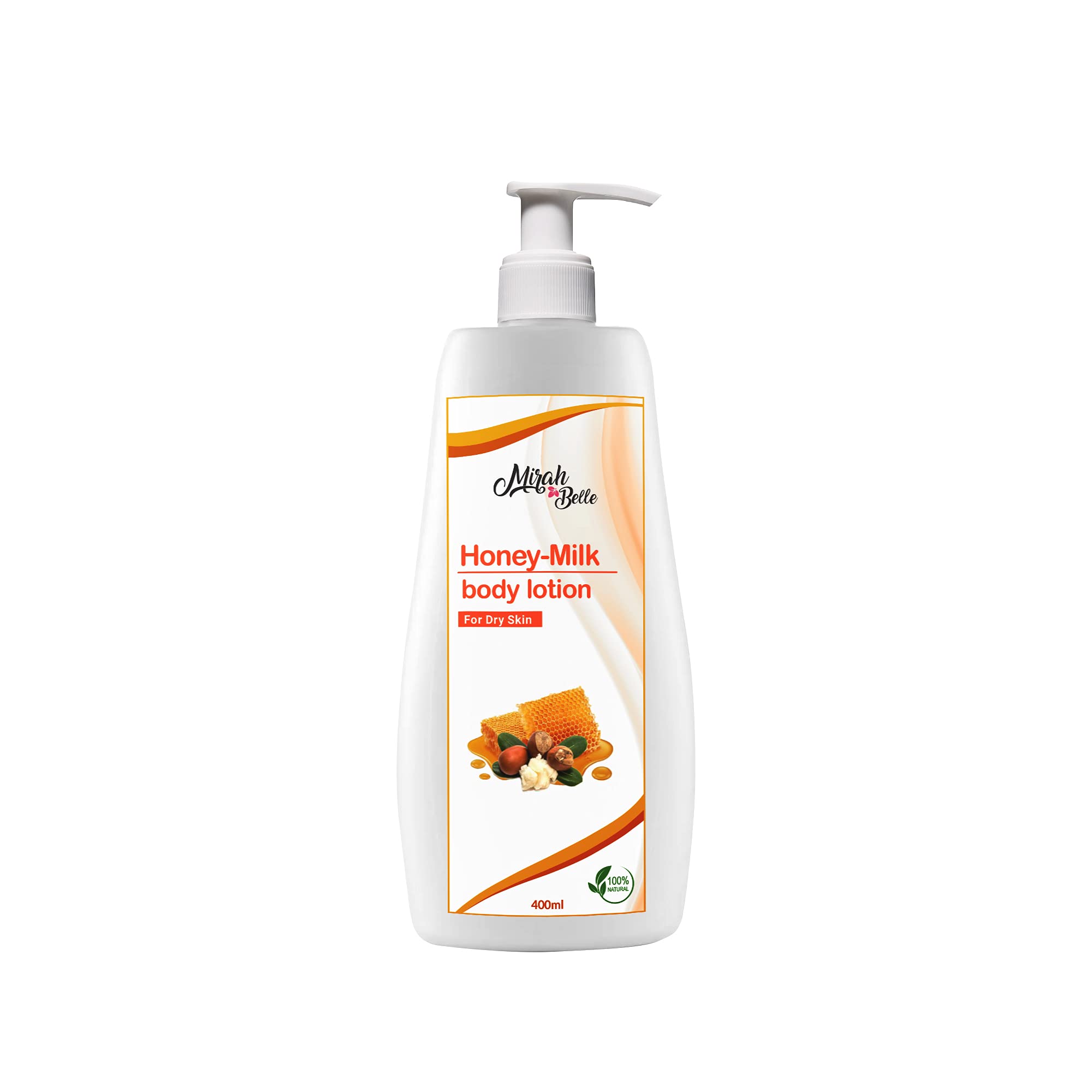 Organic Honey & Milk Body Lotion for Dry & Damaged Skin - Mirah Belle Herbal Ayurvedic Moisturizer (400ml) - Hydrating Skincare for Men & Women - Perfect for Daily Use & After-Sun Care