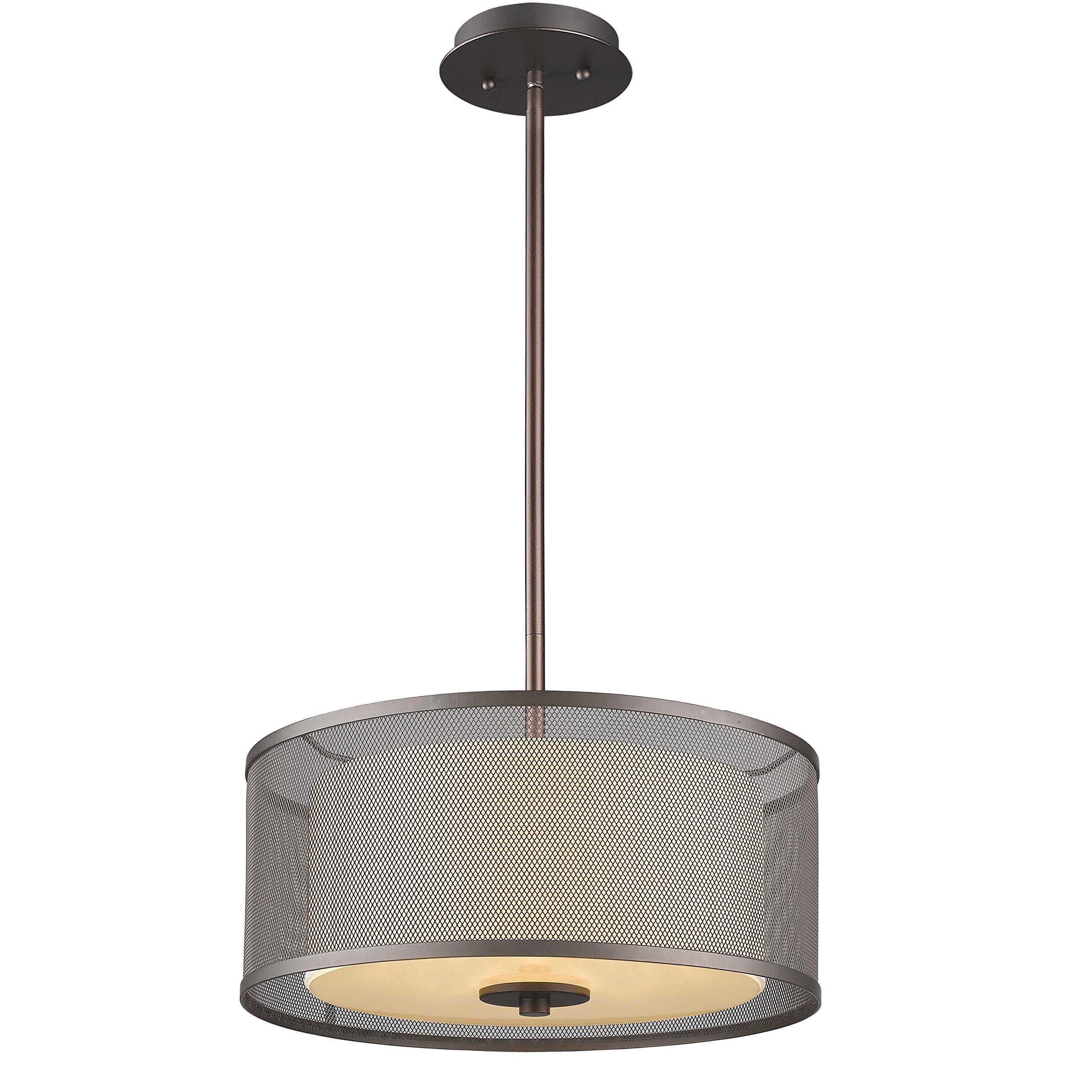 Transitional 3-Light Rubbed Bronze Ceiling Pendant Light Fixture - 15 Inch Wide - Perfect for Dining Room, Kitchen Island or Entryway Lighting