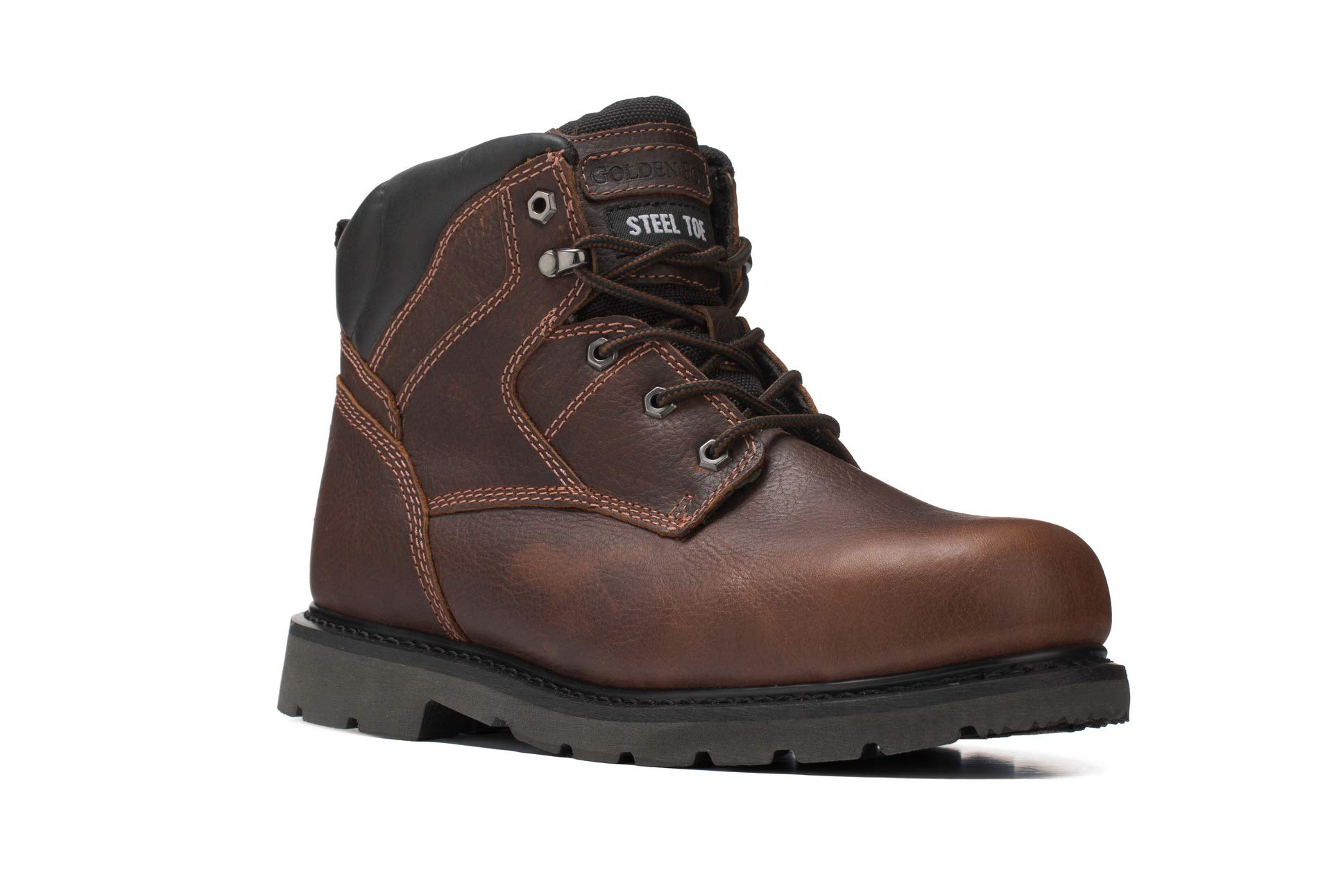 Golden Fox Men's Industrial Pro Safety Work Boots - Steel Toe, Slip Resistant, Electrical Hazard Protection - Ideal for Construction, Warehouse & Heavy Duty Work