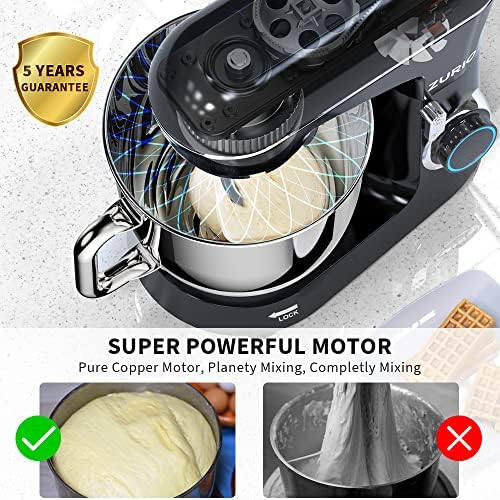 Zurio 6-Quart Stand Mixer - 10-Speed Tilt-Head Electric Kitchen Mixer with Stainless Steel Bowl & Dishwasher-Safe Attachments - Perfect for Baking Cakes, Cookies, Bread & More at Home