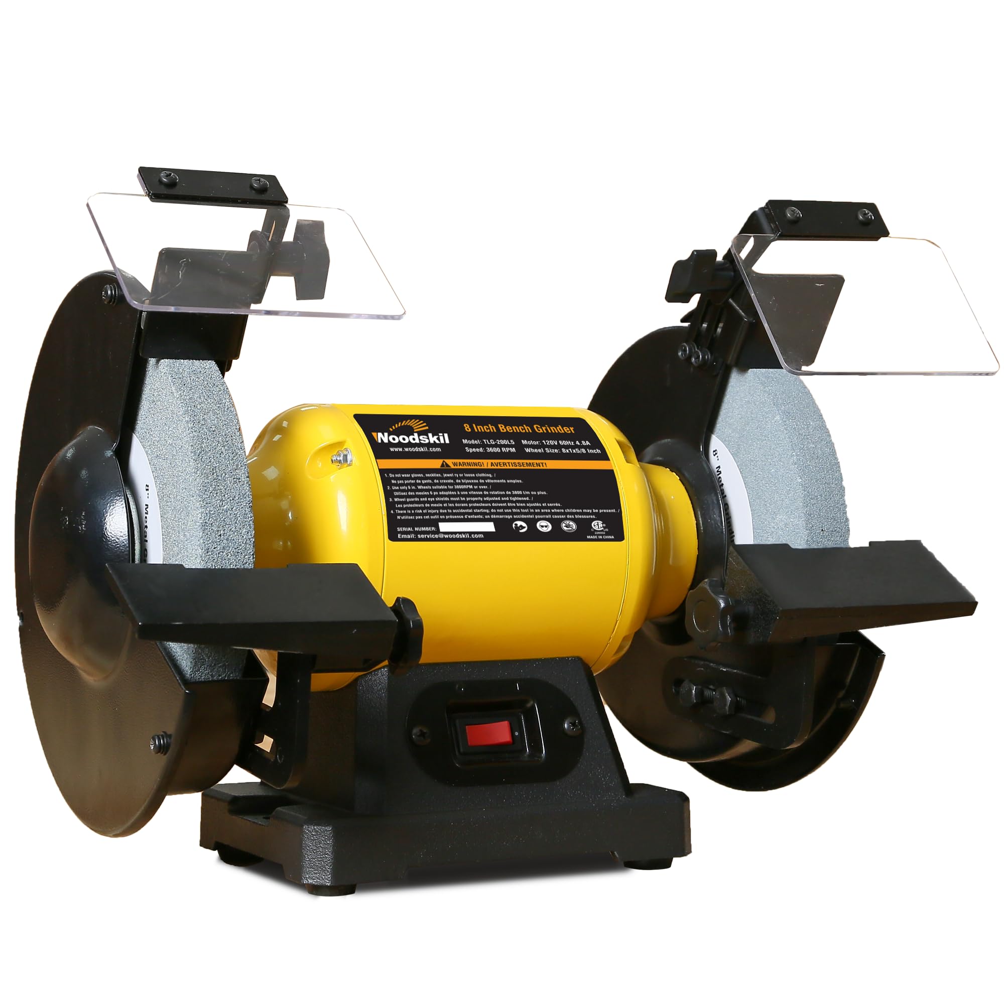 4.8A 3/4HP 8-Inch Bench Grinder - 3600 RPM Heavy Duty Table Grinder with 2 Protective Eye Shields & 2 Grinding Wheels - Multipurpose Tool for Metal, Knife, Dental, Amber, Jewelry, Jade Polishing - Perfect for Workshop, Garage & DIY Projects