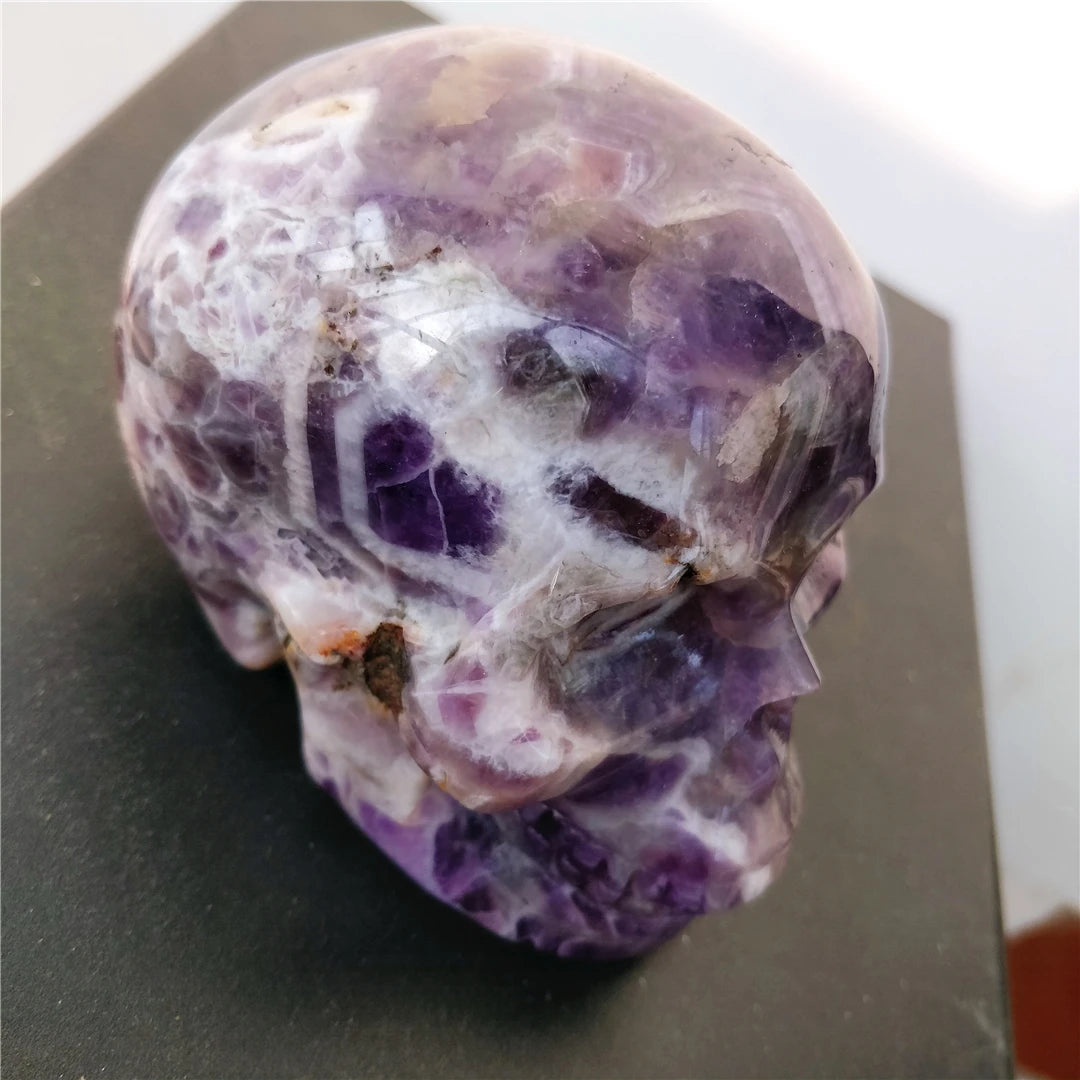1KG Natural Amethyst Skull - Hand Carved Crystal Decor for Witchcraft, Meditation & Healing | Spiritual Stone Ornament for Home Altar, Office Desk & Gift