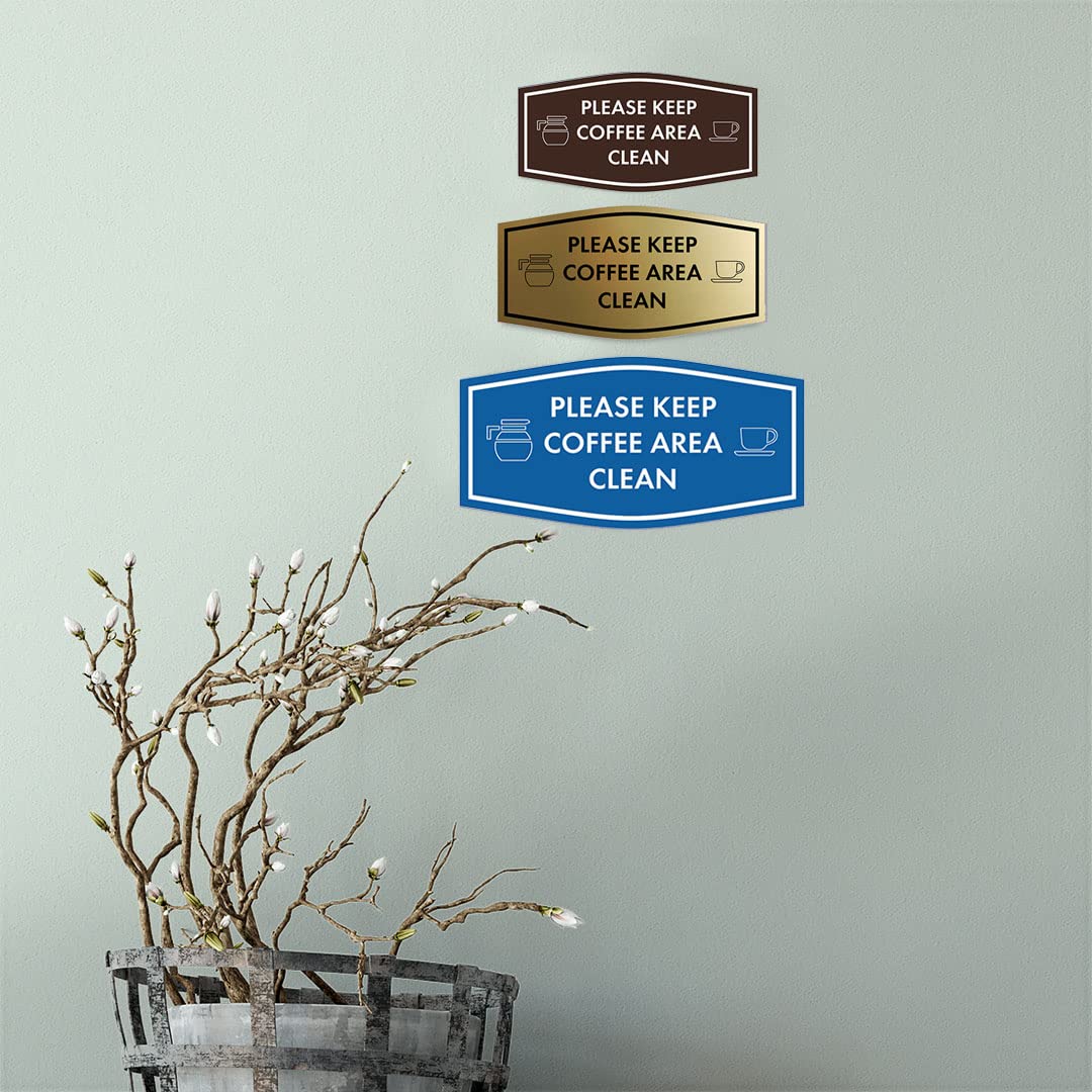 Please Keep Coffee Area Clean Sign - Navy Blue & White - Medium Size - Perfect for Office, Kitchen, Break Room, and Cafe Decor