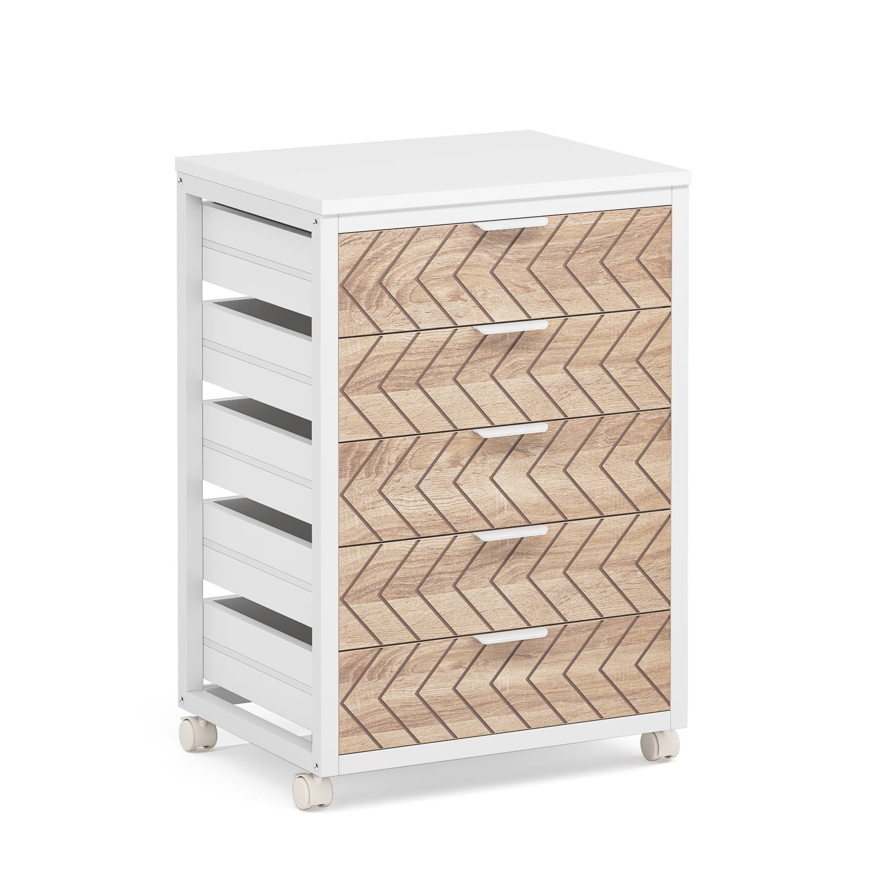 5/7 Drawer Wooden Storage Dresser Cabinet with Wheels - Perfect for Bedroom, Living Room & Office Organization
