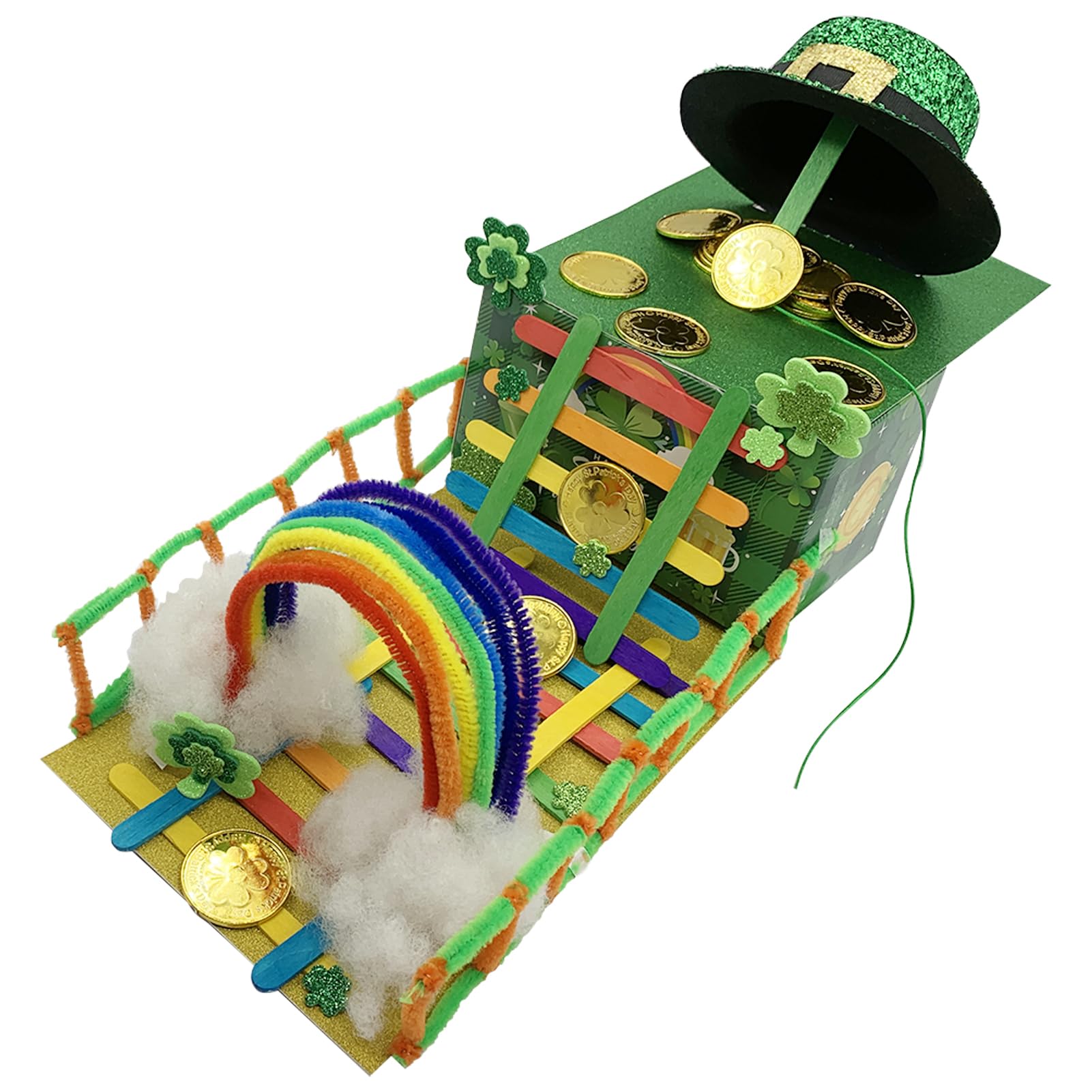 DIY Leprechaun Trap Kit for Kids - 2 Sets St. Patrick's Day Craft Supplies with Rainbow, Pot of Gold & Shamrock Decorations | Fun Classroom Activity & Holiday Gift for Children | Perfect for School Projects & Family St. Patrick's Day Celebrations