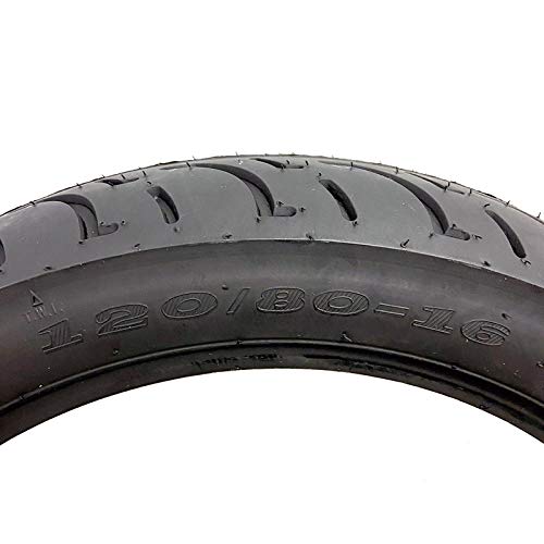 MMG Motorcycle Tire 120/80-16 with Inner Tube - Front/Rear Scooter Tire Compatible with 110/90-16 & 100/100-16 | Durable All-Season Rubber for Street Riding & Commuting