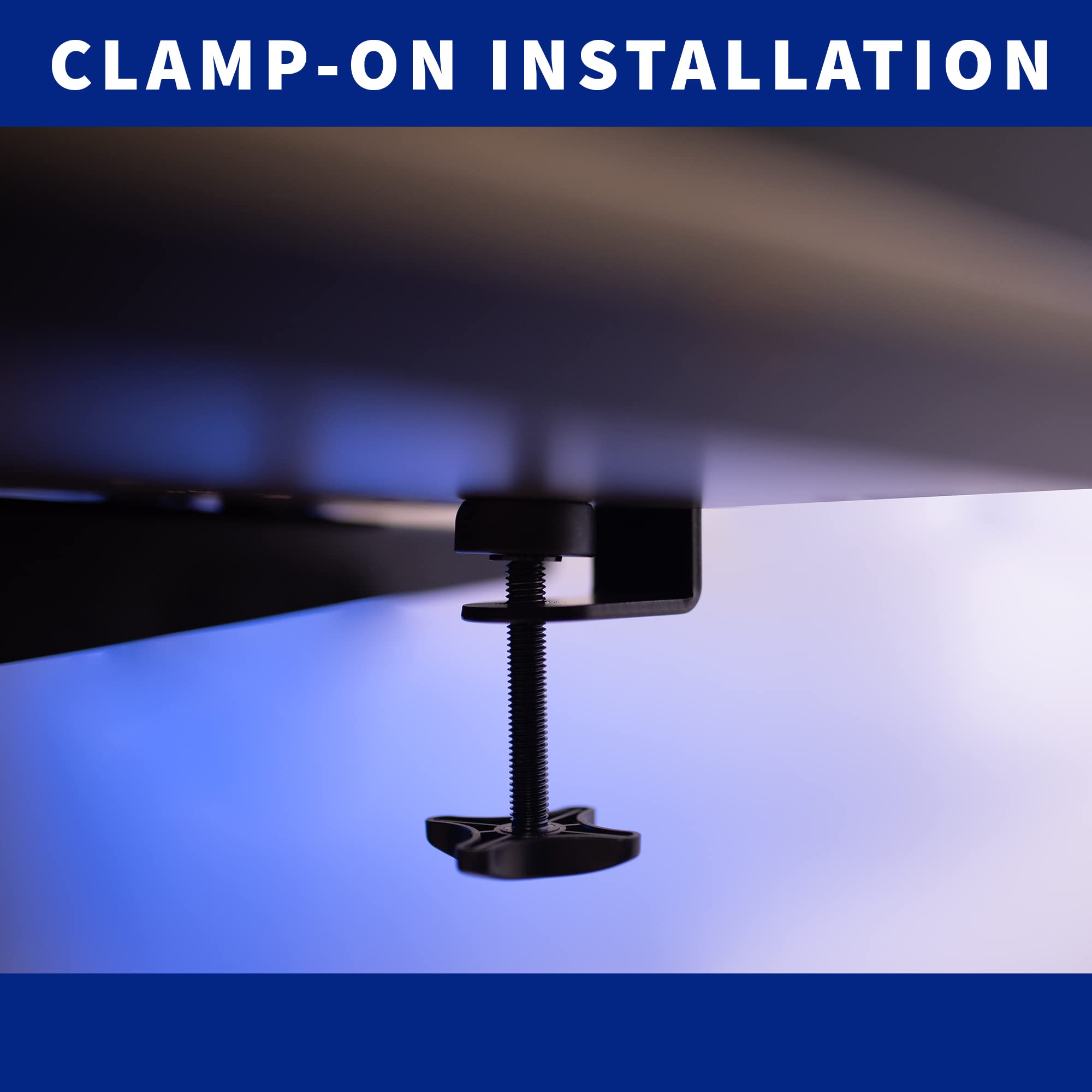 VIVO Clamp-on 60 Inch Ergonomic Monitor Stand Riser - Adjustable Multi-Screen Computer & Laptop Desk Shelf with 3 Storage Compartments & Cable Management, Black (STAND-SHELF60B) - Perfect for Home Office, Gaming Setup & Workspace Organization