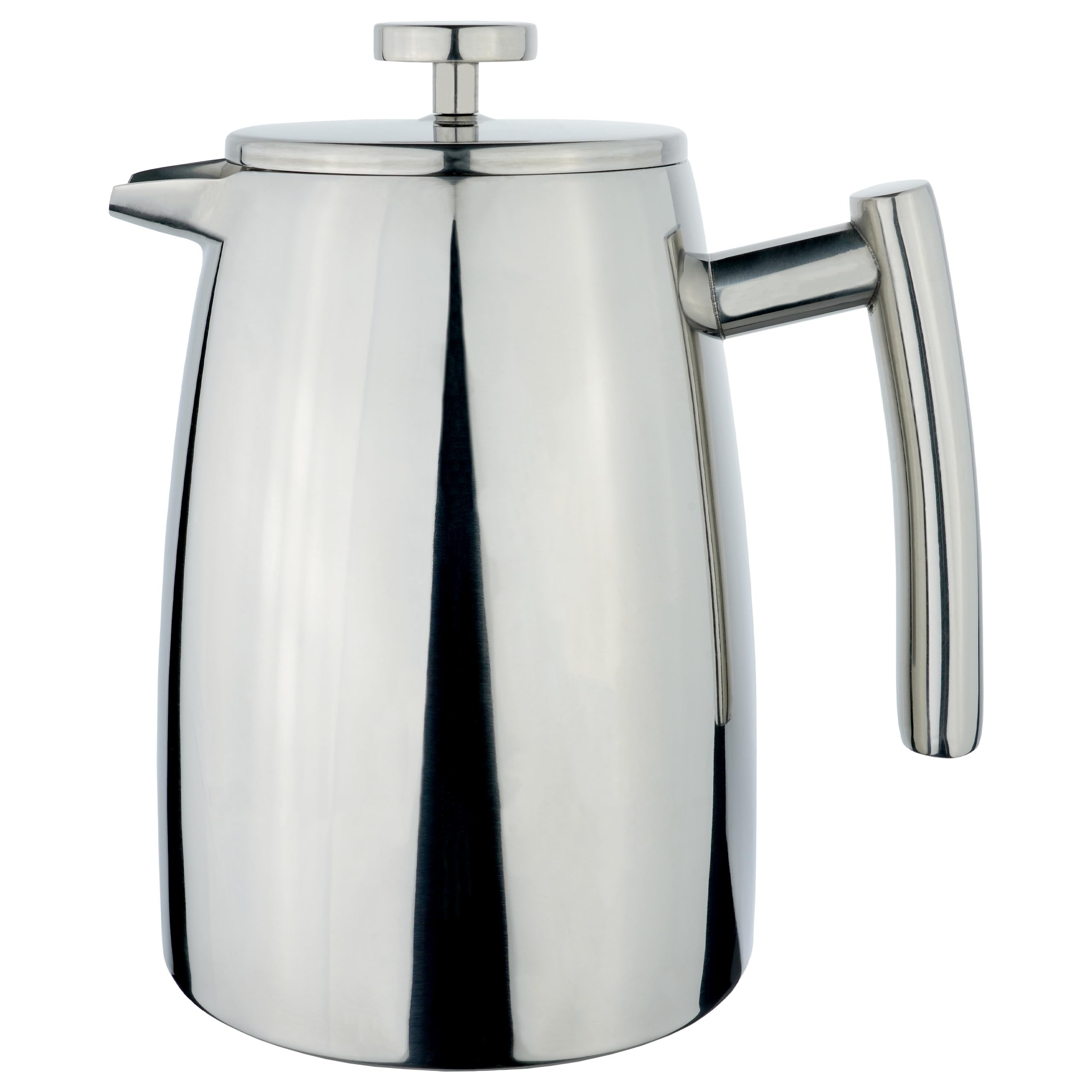 HFD-08 Belmont 8 Cup Double Walled French Press Coffee Maker, 1.2 Liter (40oz) Stainless Steel with Mirror Finish - Perfect for Home, Office & Camping Brewing