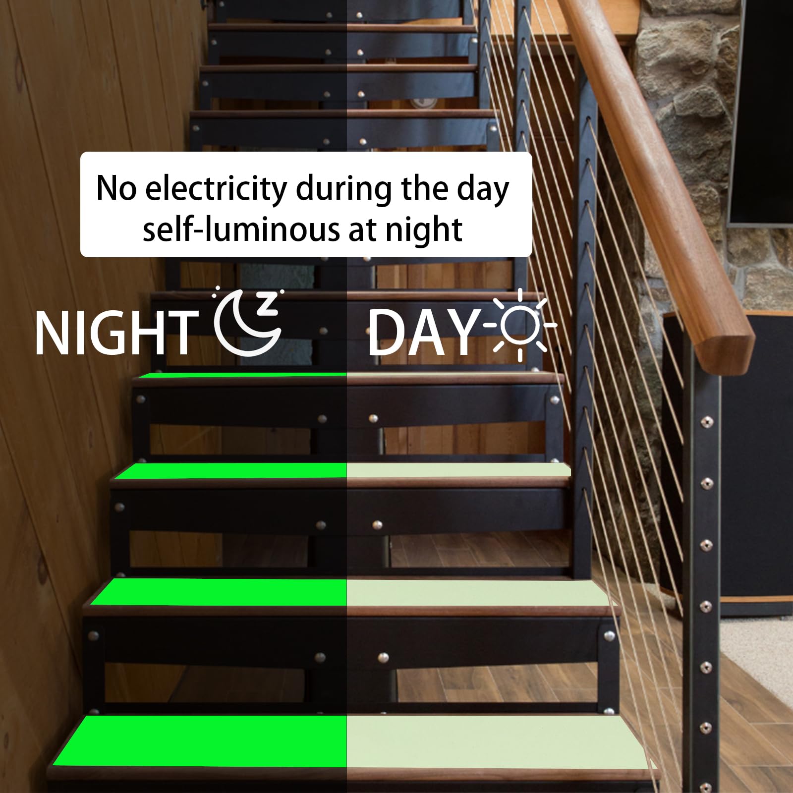 ZUEXT Glow in The Dark Anti-Slip Tape 2in x 30Ft - Waterproof Non-Slip Grip Friction Tape for Stairs, Steps & Ramps - Ideal for Indoor/Outdoor, Commercial & Industrial Use - Perfect for Stair Safety, Night Visibility & Wet Surface Traction
