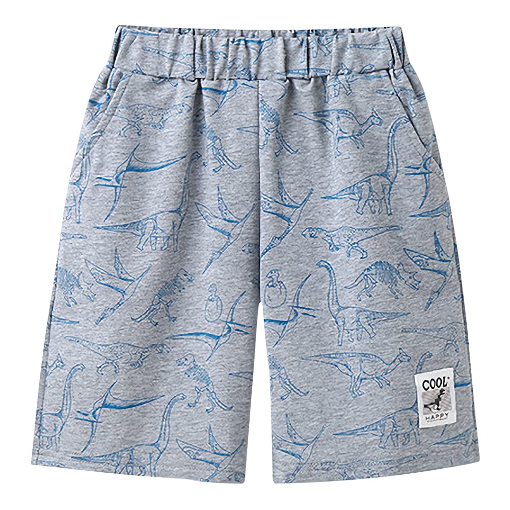 LSPAR Boys' Athletic Shorts with Fun Cartoon & Dinosaur Prints - Breathable Running Shorts for Kids, Gym, Sports & Outdoor Play - Activewear for Boys' Workouts, School PE & Summer Activities