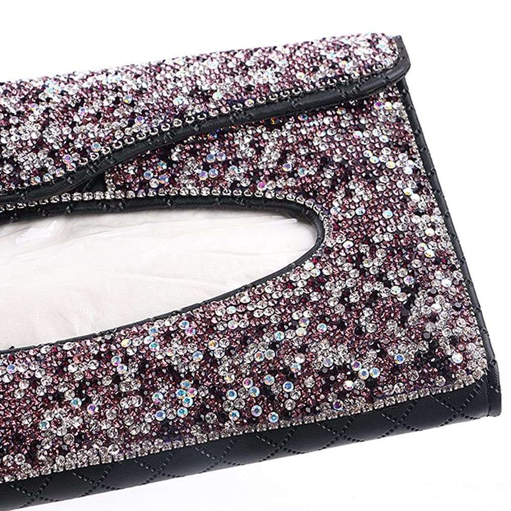 Bling PU Leather Car Sun Visor Tissue Holder - Backseat Napkin Dispenser Case Cover for Women | Perfect for Road Trips, Commuting & Family Car Organization