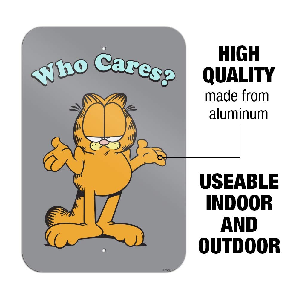 Garfield 'Who Cares?' Funny Office Wall Sign - Motivational Decor for Home & Business - Perfect for Work Desks, Break Rooms & Home Offices