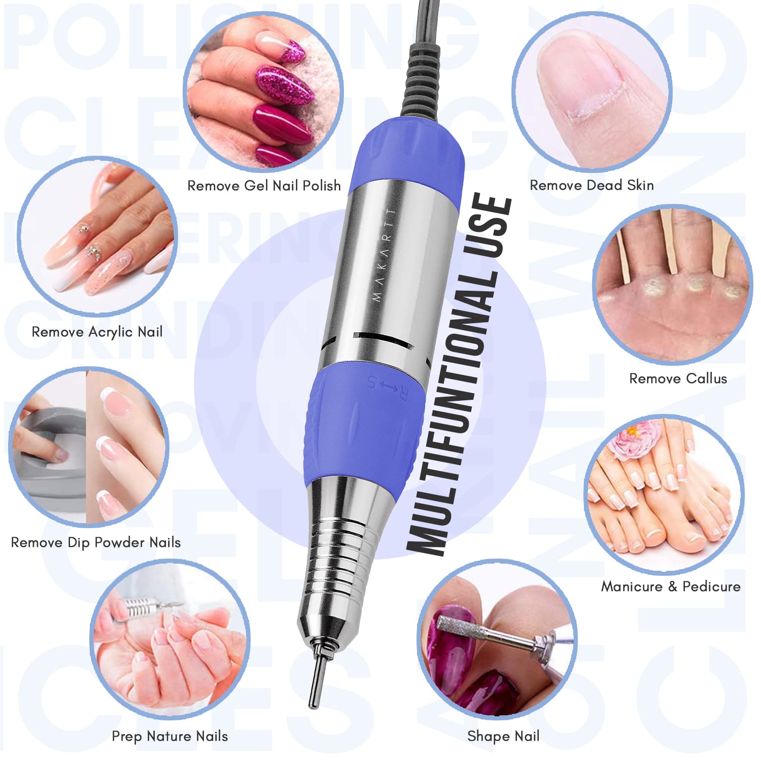 Makartt Professional Nail Drill Kit - Electric Nail File Machine with Sterilizer (JD700 Model) | Perfect for Salon, Home Manicures & Nail Art