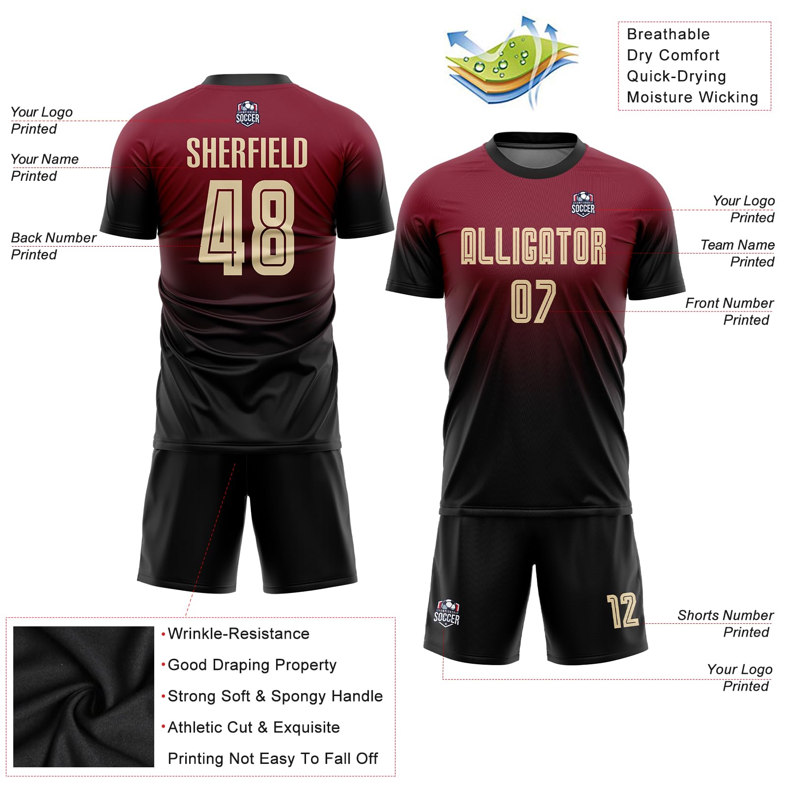 Custom Soccer Jersey Set - Personalized Team Jerseys for Men, Women & Youth with Name, Number & Logo - Perfect for Matches, Training & Fan Gear
