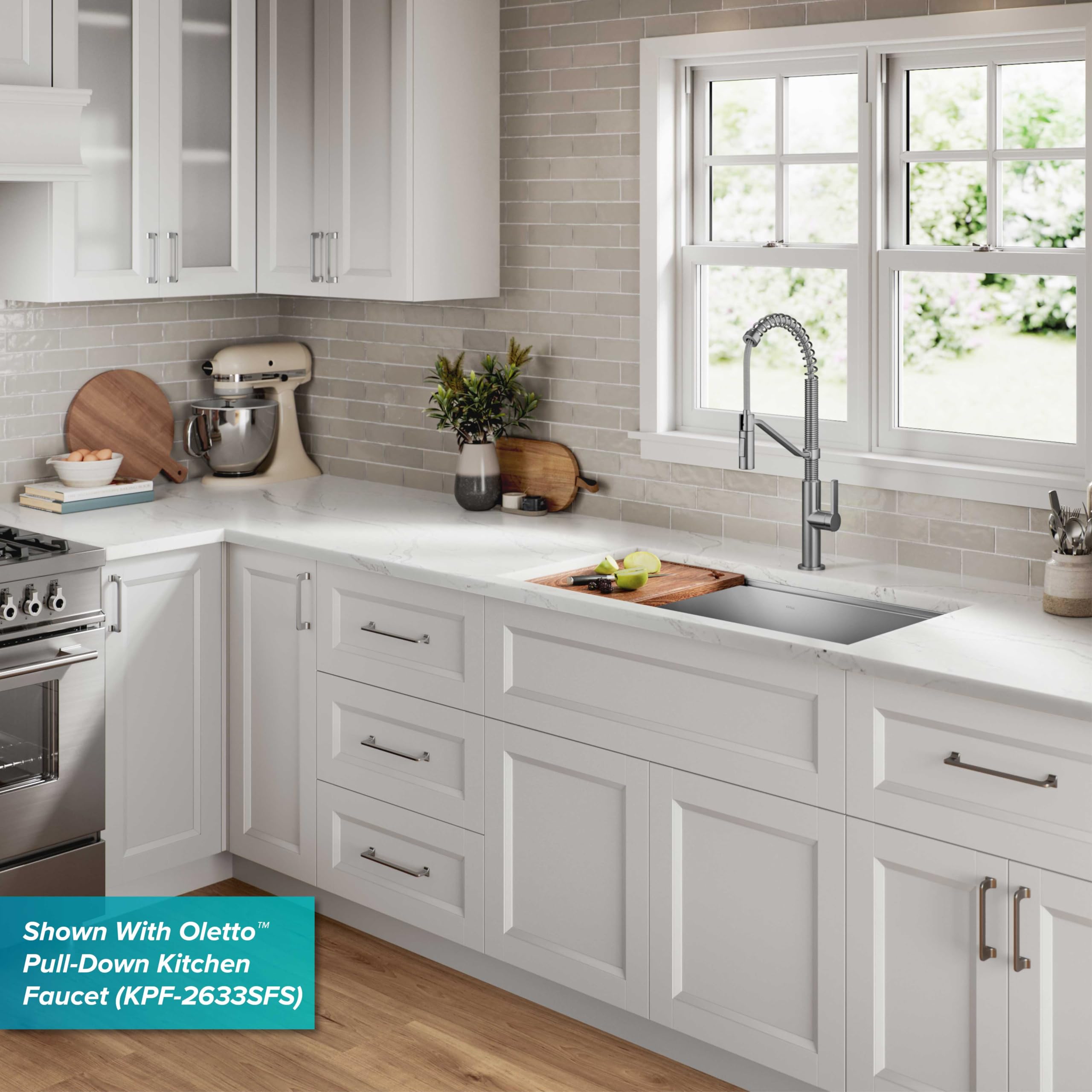KRAUS Kore 36-Inch Undermount Workstation Single Bowl Kitchen Sink - 16 Gauge Stainless Steel with Accessories (KWU110-36) - Perfect for Modern Kitchens & Food Prep Stations