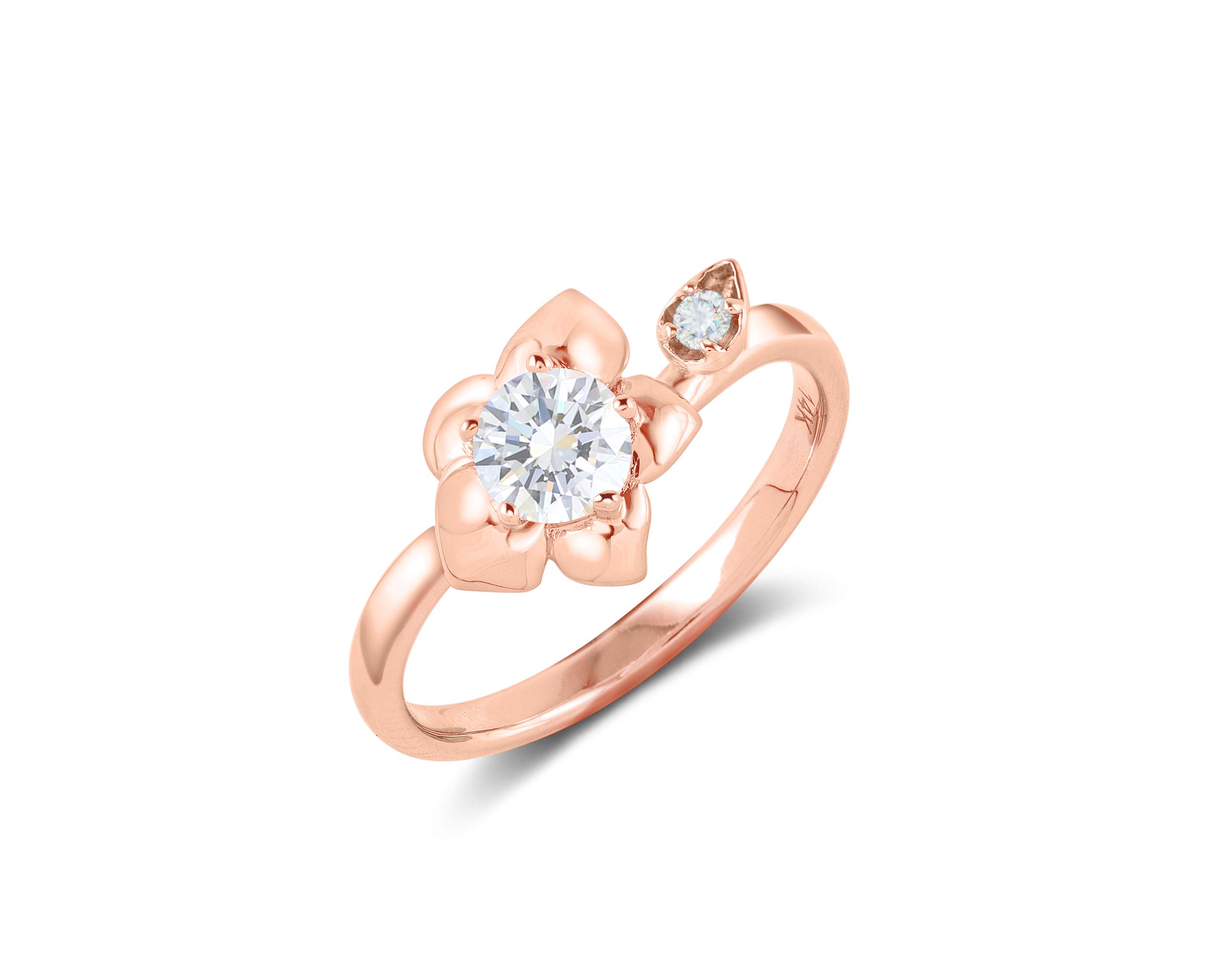 Floral Rose Gold Wedding & Engagement Ring Set for Women - Moissanite Orchid Flower Ring - Elegant Bridal Jewelry for Proposals, Anniversaries & Special Occasions