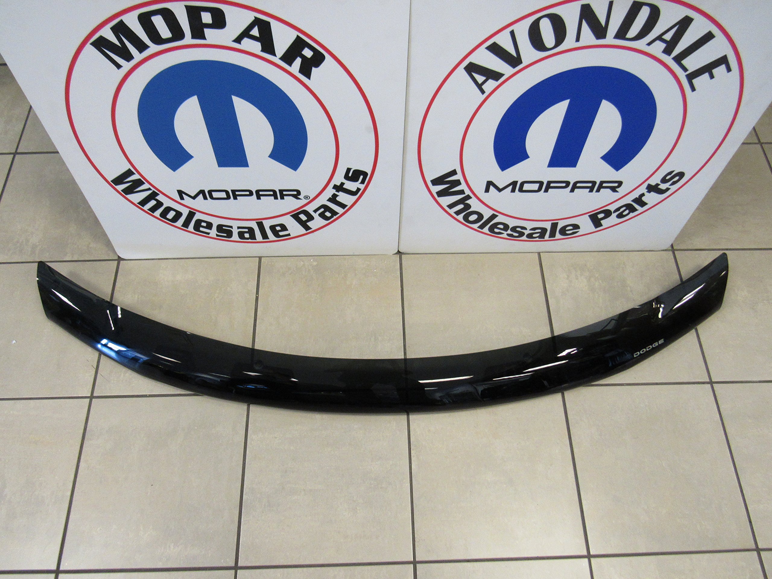Mopar 82210993AB Tinted Front Air Deflector with Dodge Logo - Hood Mounted Wind Deflector Protects from Road Spray & Debris | Perfect for Dodge Trucks & SUVs in Rainy or Off-Road Conditions