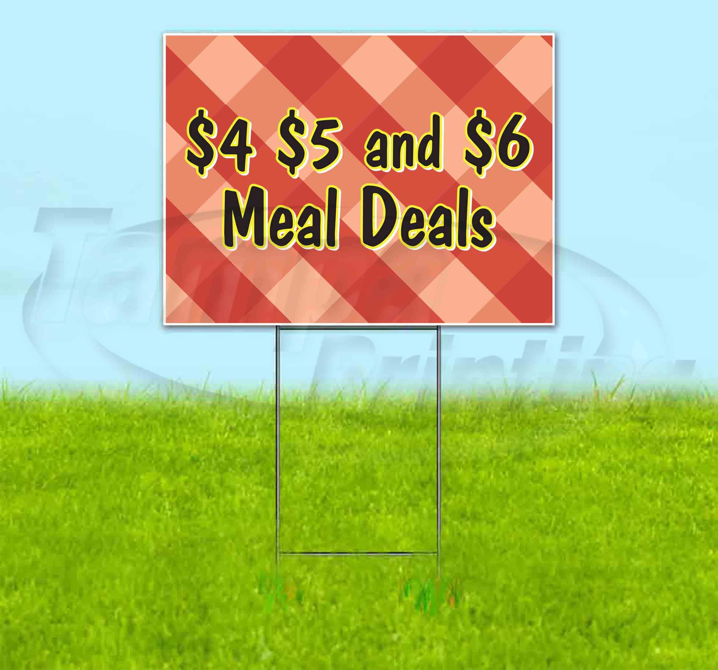Affordable $4 $5 $6 Meal Deals Yard Sign - 18