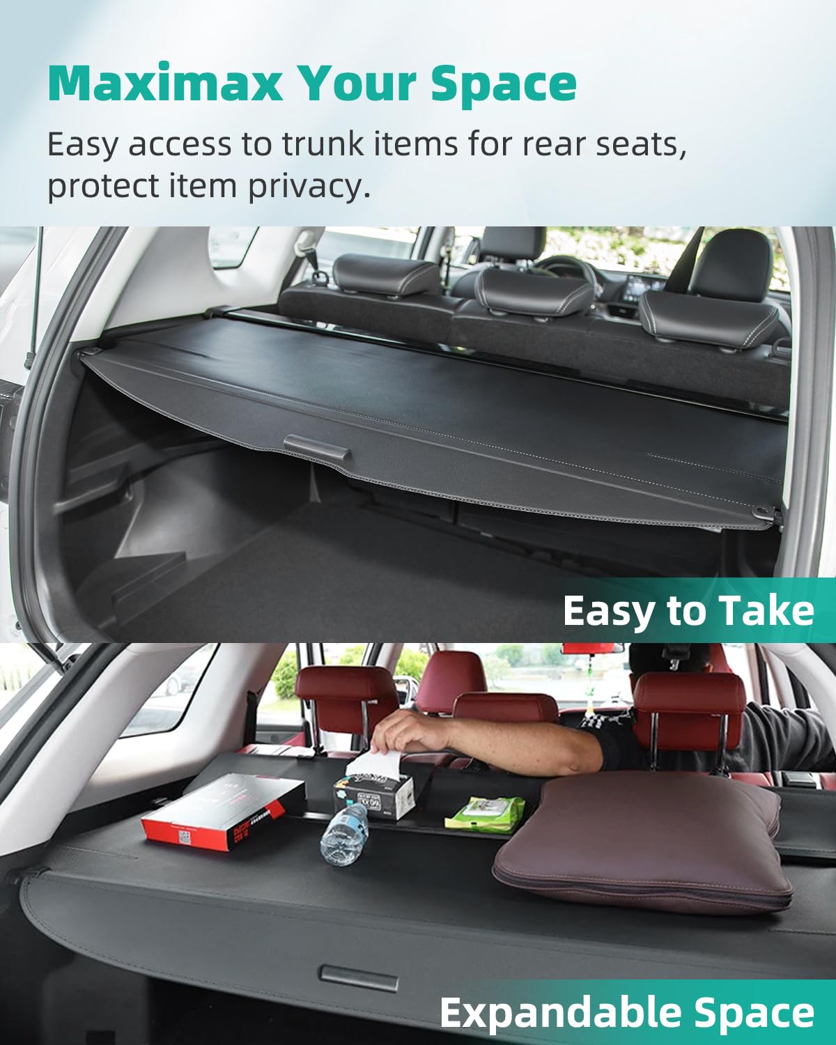 2007-2013 Acura MDX 3.7L Retractable Cargo Cover - Waterproof Trunk Shade for Luggage Protection | Perfect for Road Trips & Outdoor Adventures