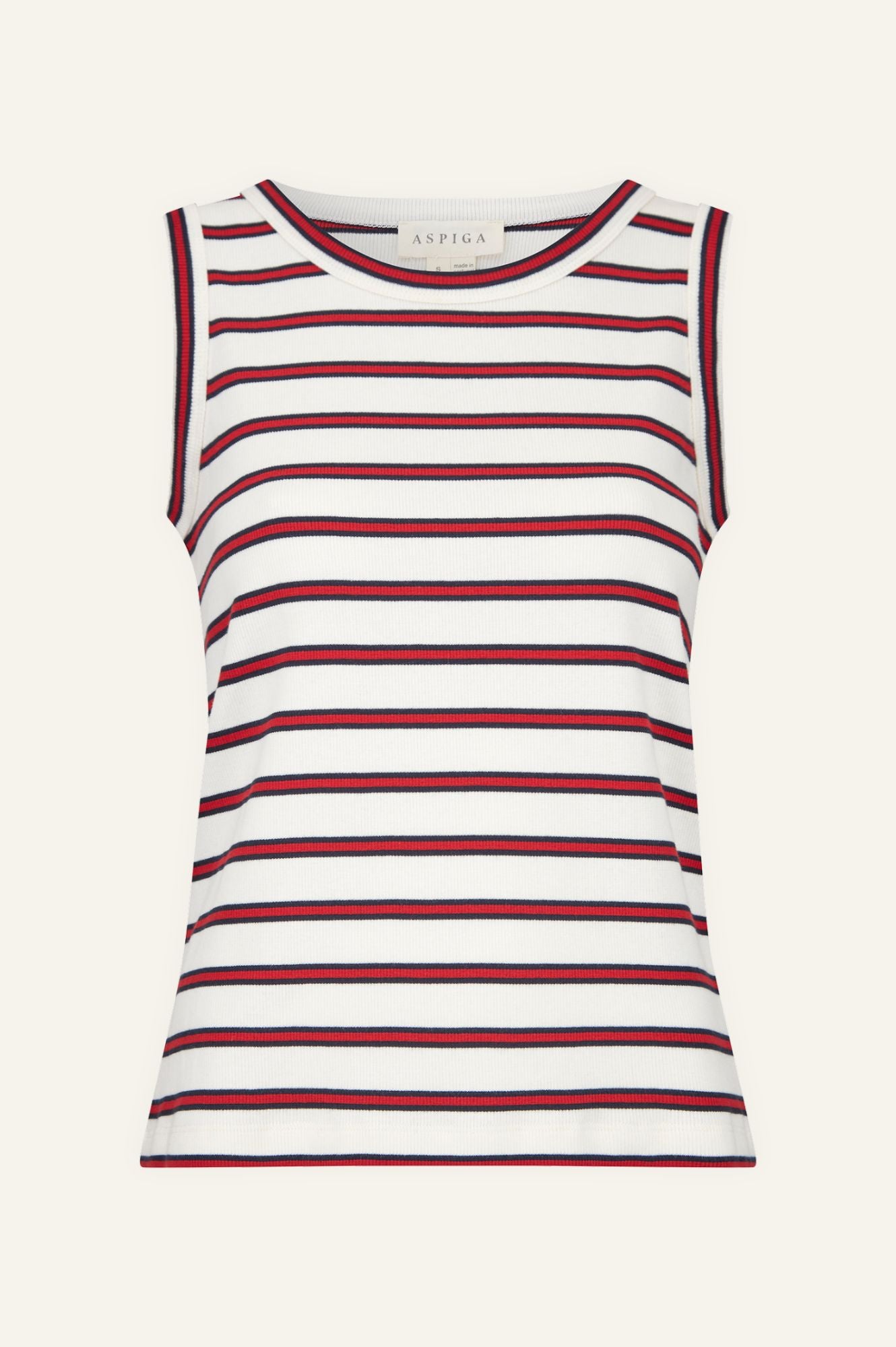 Premium Stripe Tank Top for Women - Soft Breathable Cotton, Cream/Red/Navy - Perfect for Summer, Beach, Gym & Casual Wear