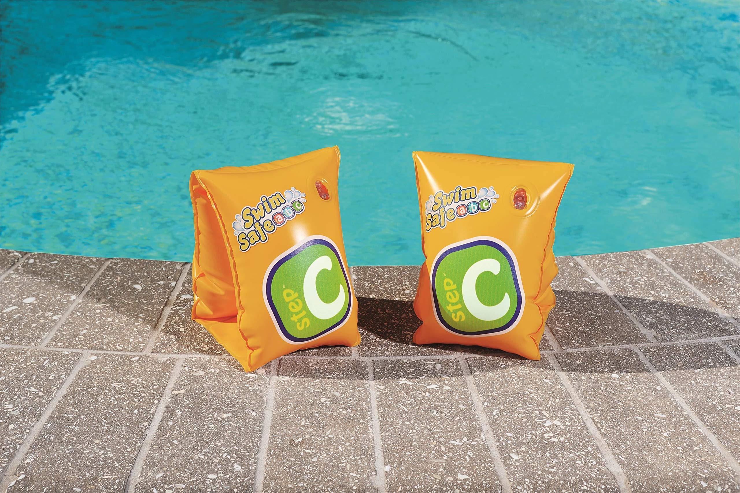 Swim Safe Step C Inflatable Arm Bands for Kids - Adjustable Floaties for Swimming Lessons, Pool Safety & Water Play