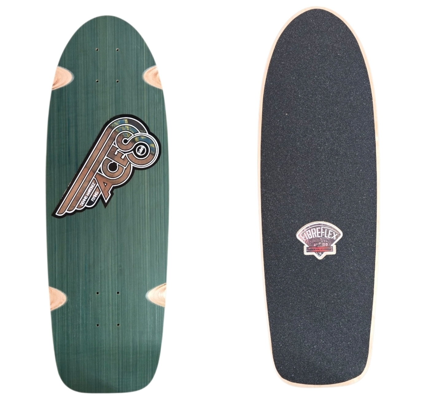G&S Gordon and Smith Fibreflex Dennis Martinez FLYING ACES Green Stripe Skateboard Deck - High-Performance Cruiser for Street & Park Riding