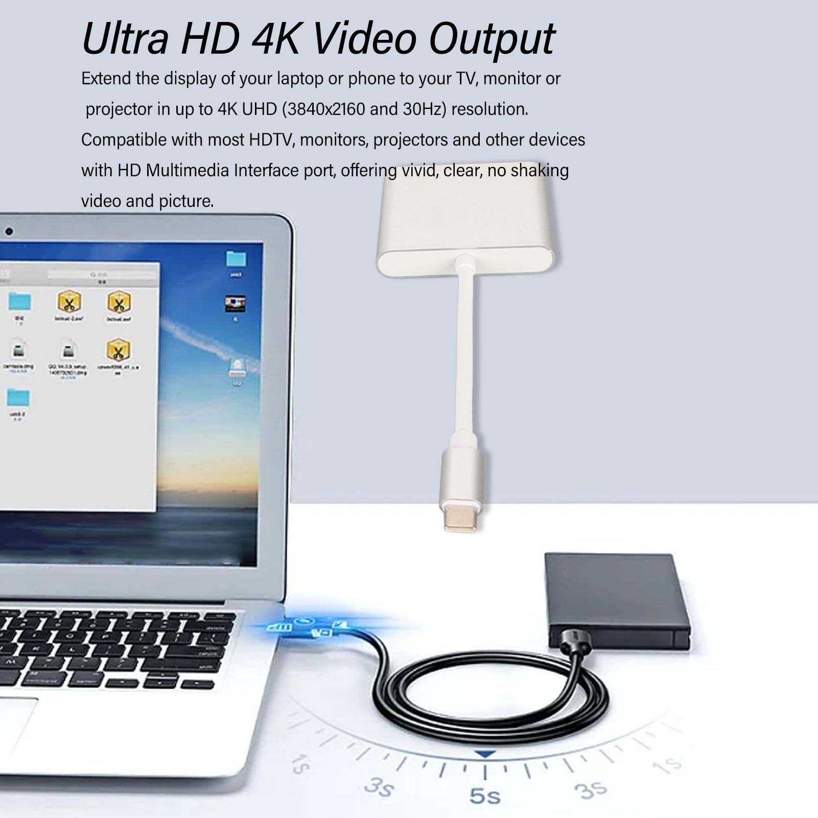 4K Ultra HD USB C to HDMI Adapter - 3-in-1 Multiport Converter with Fast Charging & High-Speed Data Transfer for MacBook, iPad Pro, Galaxy - Perfect for Home Office, Online Classes & Movie Streaming