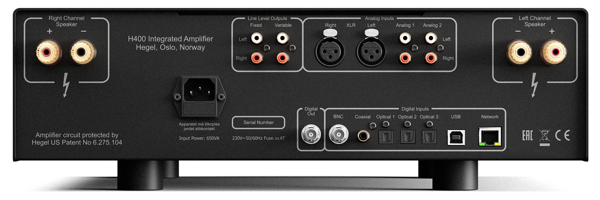 Hegel H400 High-End Integrated Amplifier - Audiophile Stereo Power Amp for Home Theater & Music Listening
