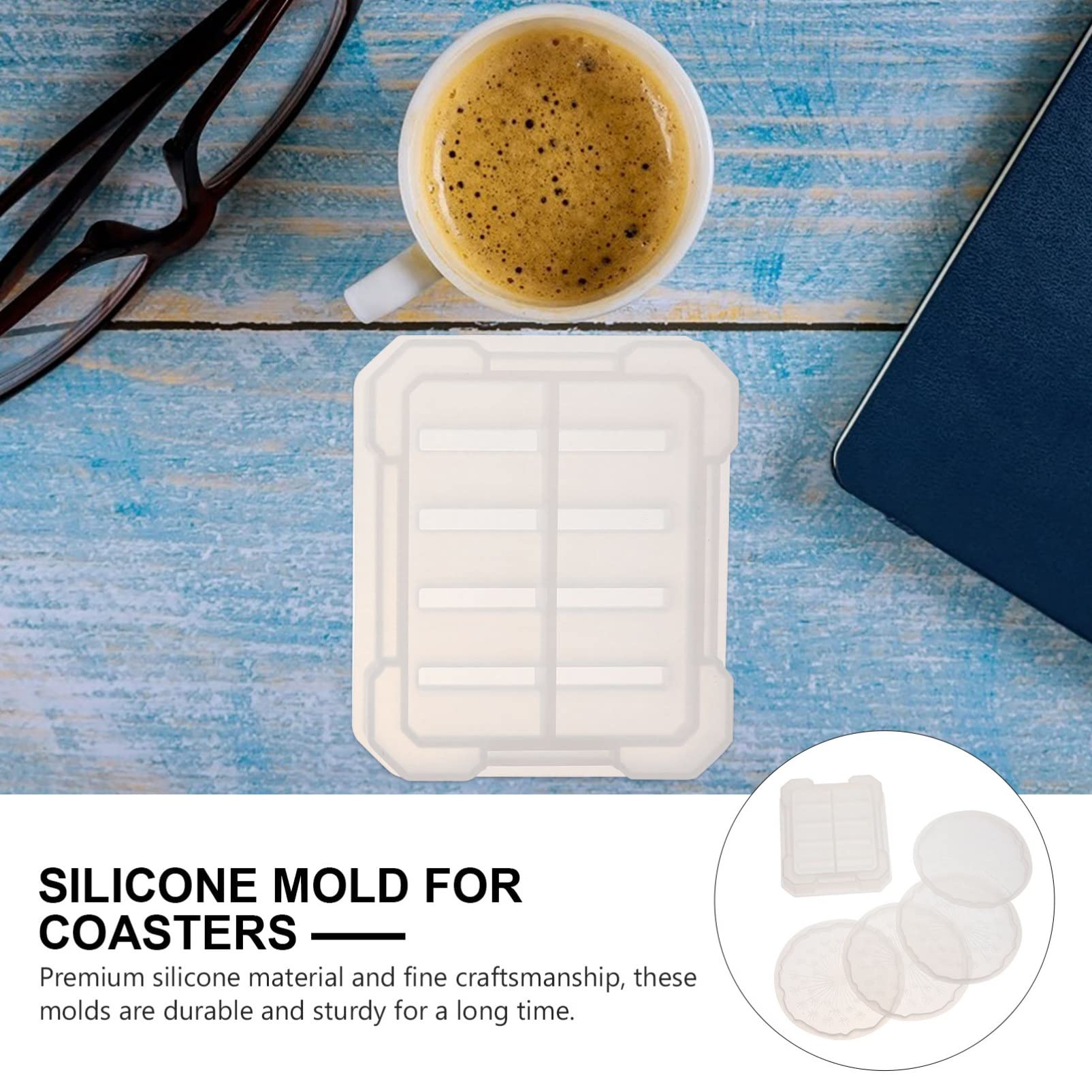 NOLITOY 4-Piece Round Dandelion Resin Coaster Silicone Molds with Holder - DIY Epoxy Resin Craft Supplies for Cup Mats, Home Decor & Gift Making