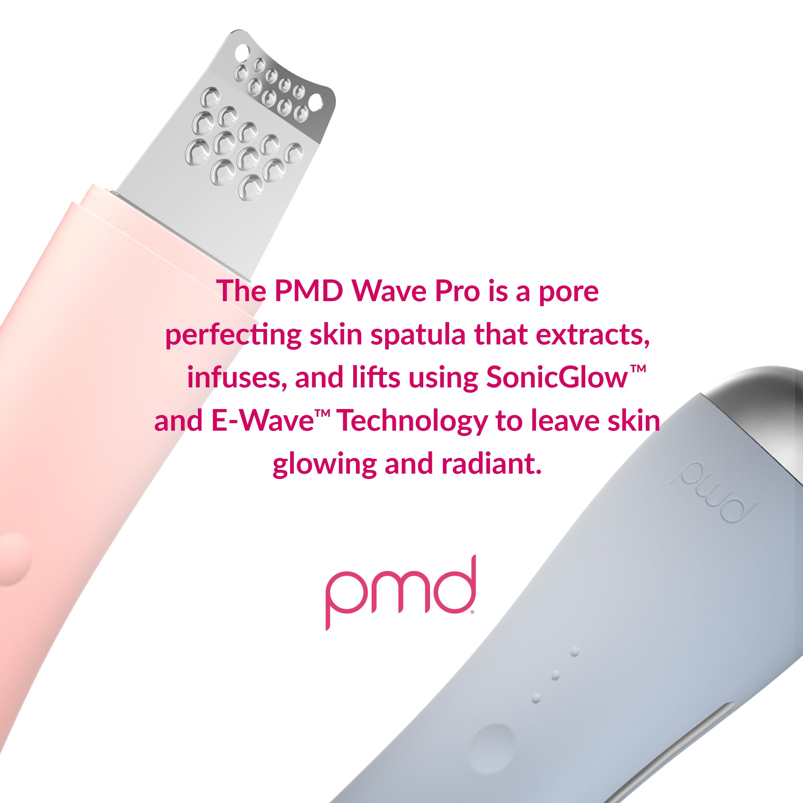 PMD Wave Pro Professional Skin Spatula - SonicGlow Vibration & E-Wave Technology for Deep Pore Cleansing - Extract Blackheads, Whiteheads & Infuse Skincare - At-Home Facial Tool for Clear, Glowing Skin - Perfect for Acne-Prone & Sensitive Skin Care Routine