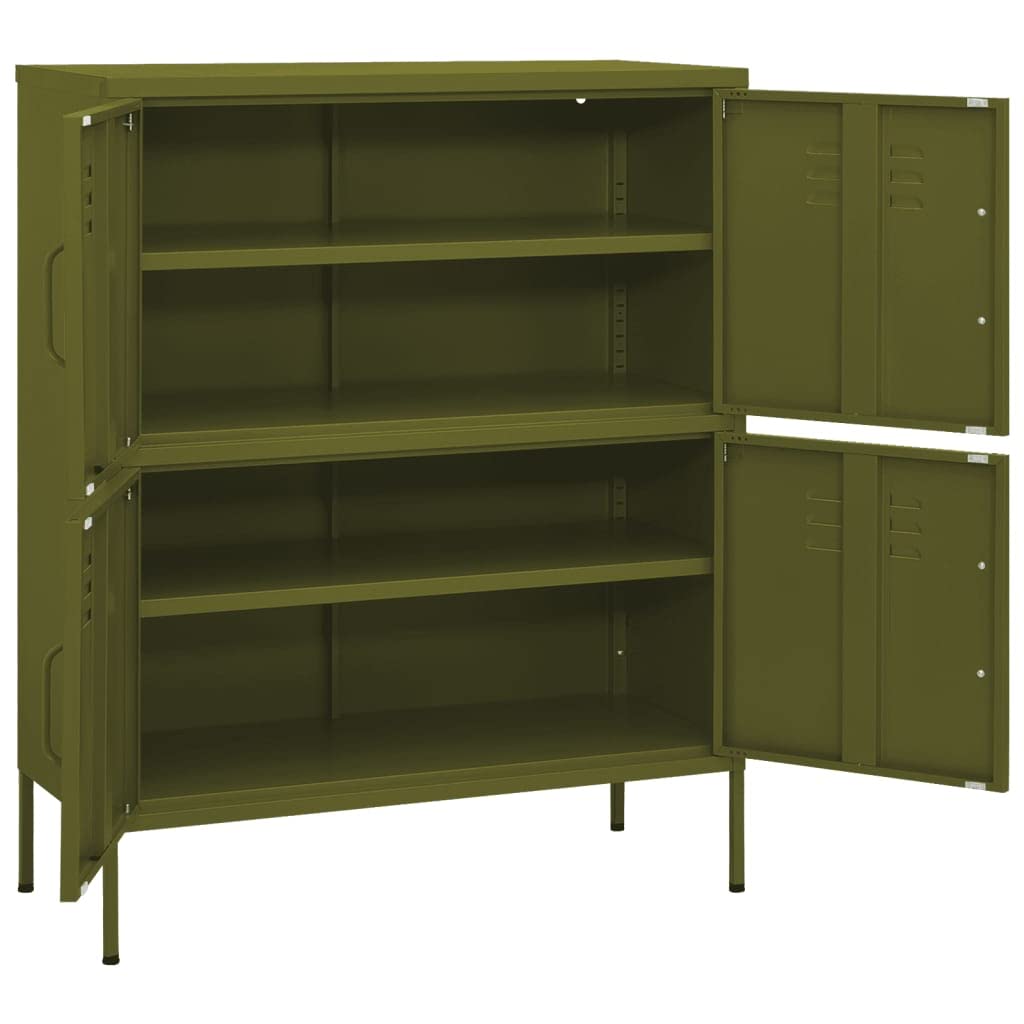 Steel Storage Cabinet with 4 Doors & 2 Adjustable Shelves - 31.5