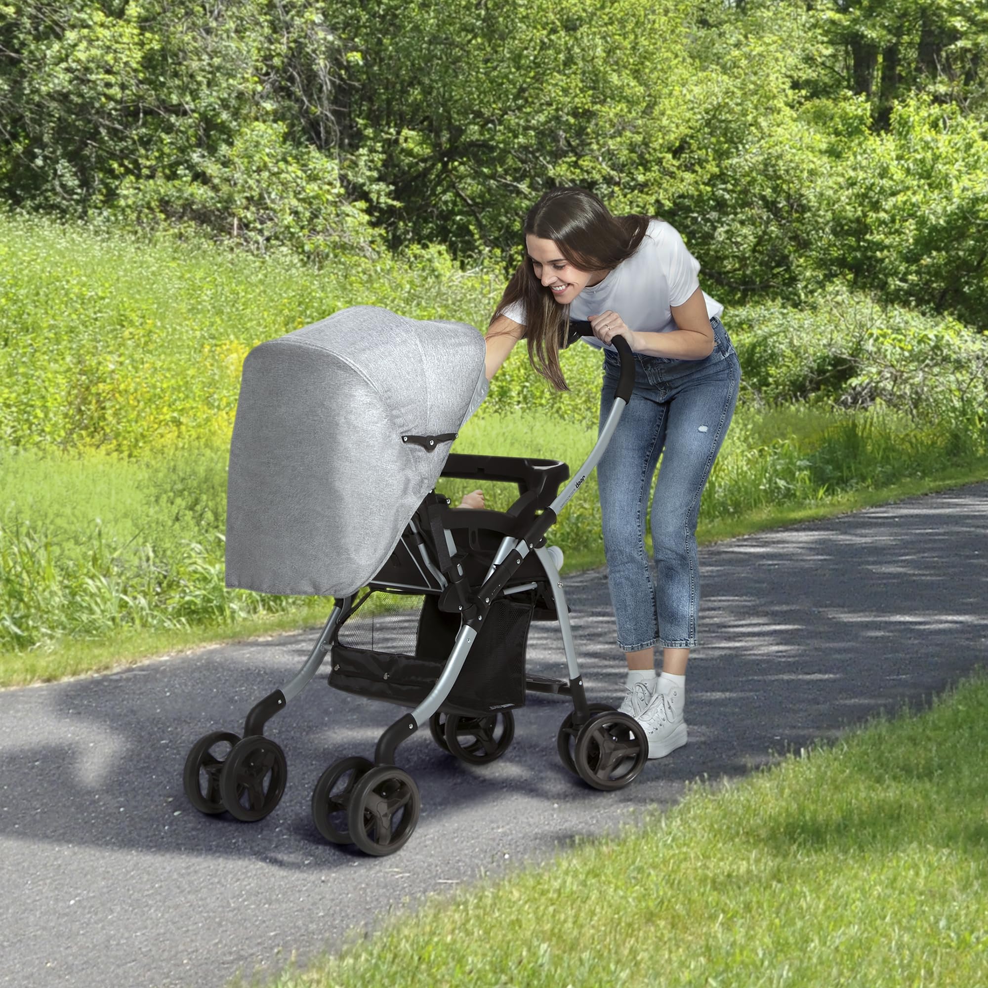 Jeep Unlimited Reversible Handle Stroller - Grey Tweed Baby Stroller with Adjustable Seat | Perfect for Newborns, Toddlers & Travel | Lightweight Compact Design for Shopping, Park Walks & Airplane Travel