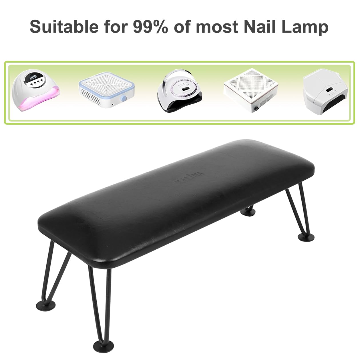 Ergonomic Detachable PU Leather Nail Arm Rest for Professional Manicurists - Black Hand Rest Stand for Salon & Home Manicure - Perfect for Gel Polish, Acrylic Nails & Nail Art Application