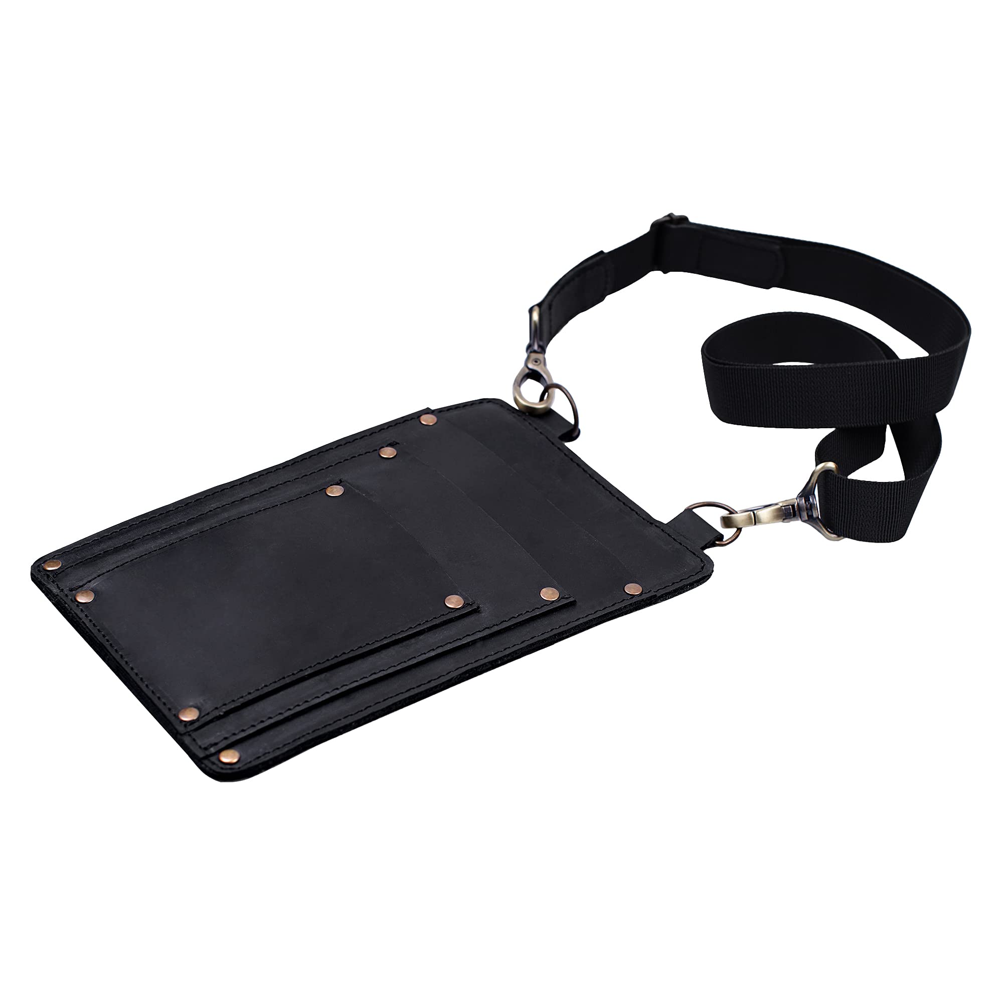 Premium Leather Florist Tool Belt Bag - Durable Garden Farmer Pouch Organizer with Multiple Pockets - Hand Tools Holder Utility Kit for Gardening, Landscaping & DIY Projects (Black)