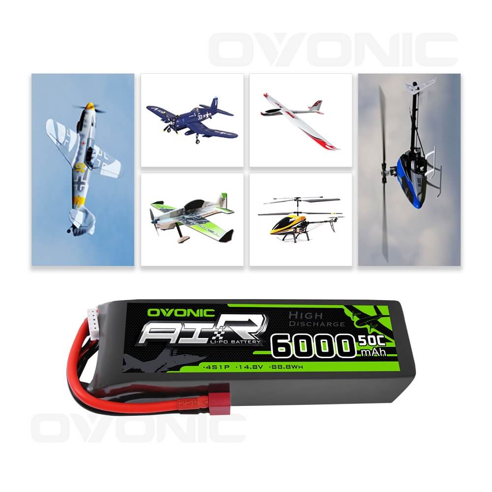 OVONIC 4S 14.8V 6000mAh 50C LiPo Battery Pack with Deans Plug - High Performance Rechargeable Battery for FPV Racing Drones, RC Airplanes, RC Trucks - Perfect for Long Flight Time & Extreme RC Hobby Activities