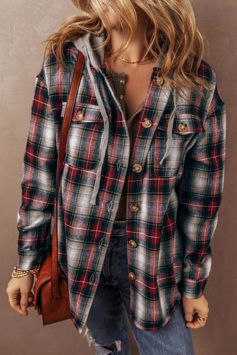 Stylish Plaid Hooded Shacket for Women - Cozy Fall & Winter Layering Essential - Perfect for Outdoor Adventures and Casual Outings