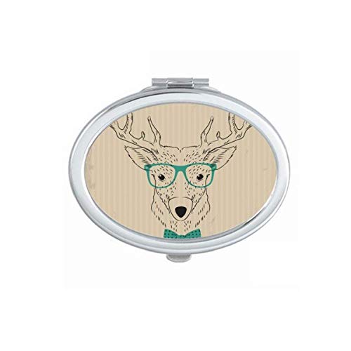 DIYthinker Foldable Double-Sided Makeup Glasses with Deer Animal Stripe Mirror - Portable Travel & Home Vanity Essential for Makeup Application and Storage