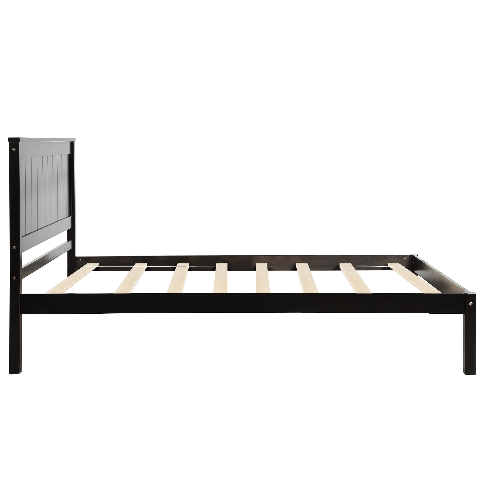 Modern Wood Platform Bed Frame with Headboard & Slat Support - No Box Spring Needed - Twin Size Bed in Espresso Finish for Bedroom, Guest Room or Dorm - Simple & Sturdy Design
