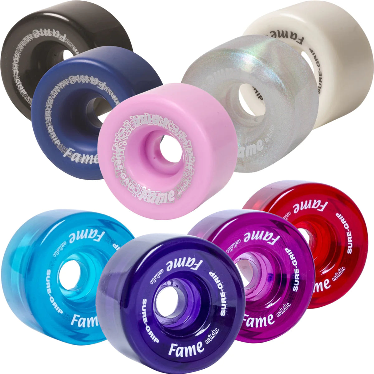 Sure Grip Fame Artistic Indoor Roller Skating Wheels 95A-97A for Rink, Dance & Roller Derby - Perfect for Smooth Surfaces & Artistic Skating