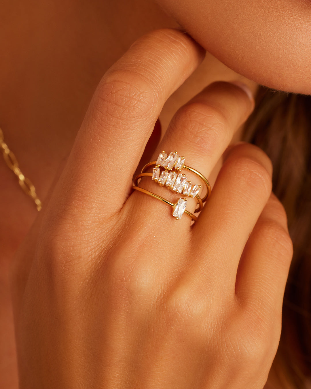 Amara Ring Set of 4 - Elegant Stackable Rings for Women, Dainty Gold & Silver Jewelry Gift for Her | Perfect for Weddings, Anniversaries, and Everyday Wear