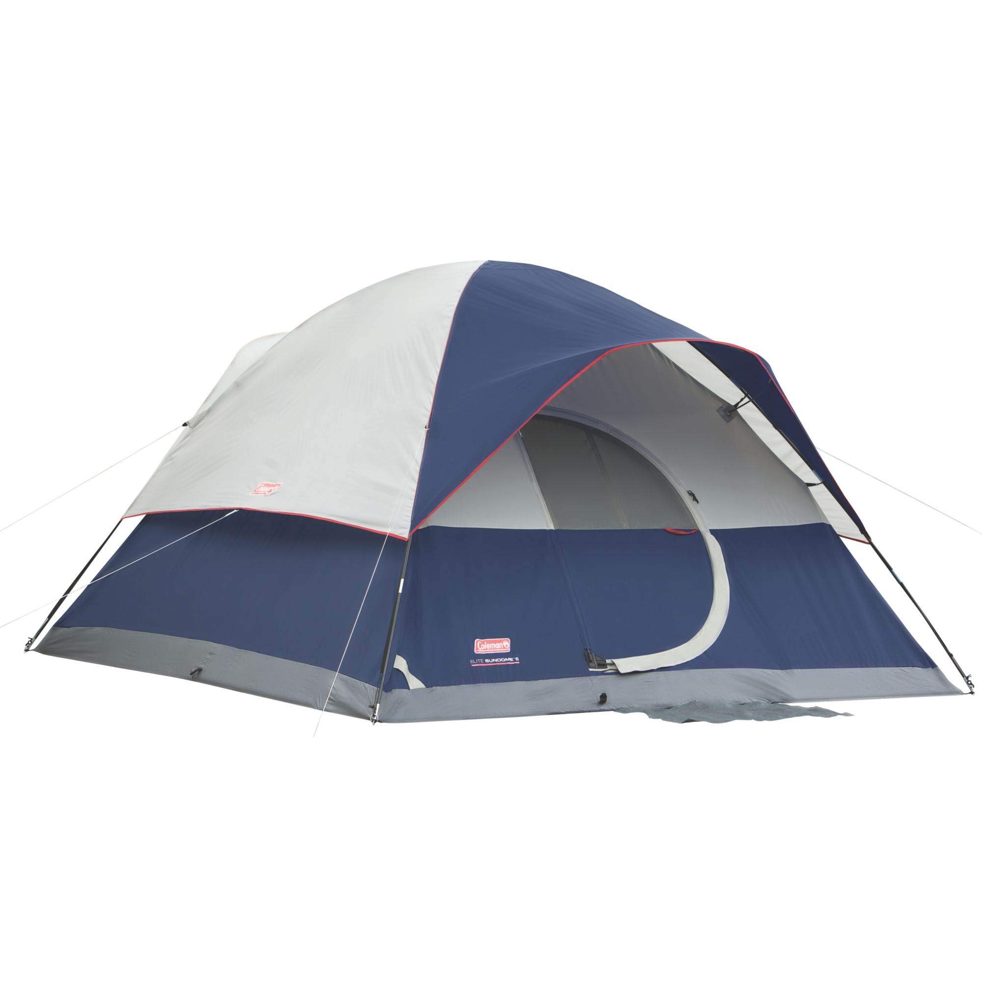 Coleman Elite Sundome 6-Person Camping Tent with Built-In LED Lighting System - Weatherproof, Rainfly Included, Wind-Resistant Up to 35 MPH - Perfect for Family Camping, Backpacking & Outdoor Adventures