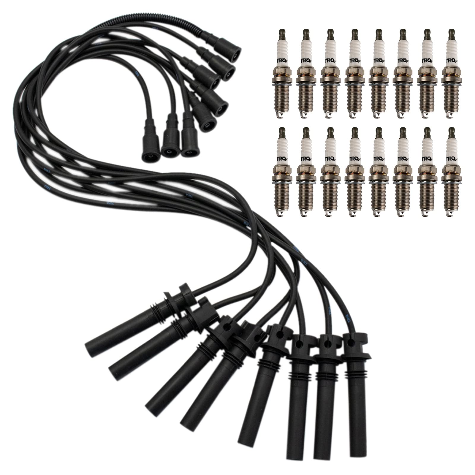 TRQ Ignition Kit with Spark Plug & Wire Set Compatible with Chevrolet Aveo L4 1.6L 2004-2011 - High Performance Engine Replacement Parts for Smooth Acceleration & Fuel Efficiency