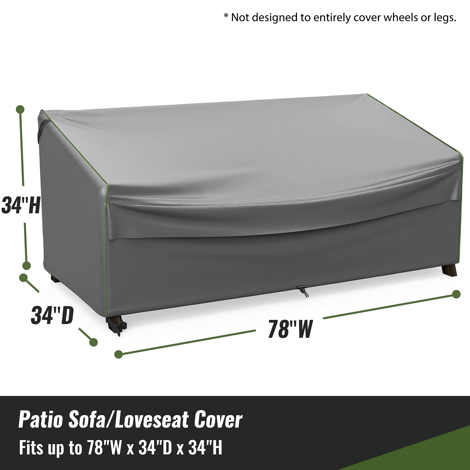 NUPICK 78 Inch Waterproof Patio Sofa Cover for 3-Seat Outdoor Furniture - Rip-Stop Weather Resistant Couch Protector (Grey) - Perfect for Backyard, Deck, Garden & Poolside Furniture Protection