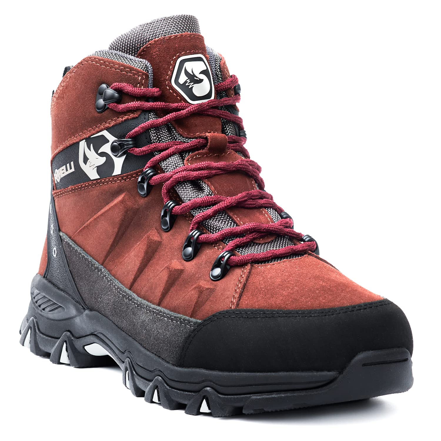 Foxelli Men’s Waterproof Hiking Boots - Lightweight Breathable Suede Leather Outdoor Shoes for Trail Walking & Mountain Climbing | Perfect for Camping, Backpacking & Adventure Travel