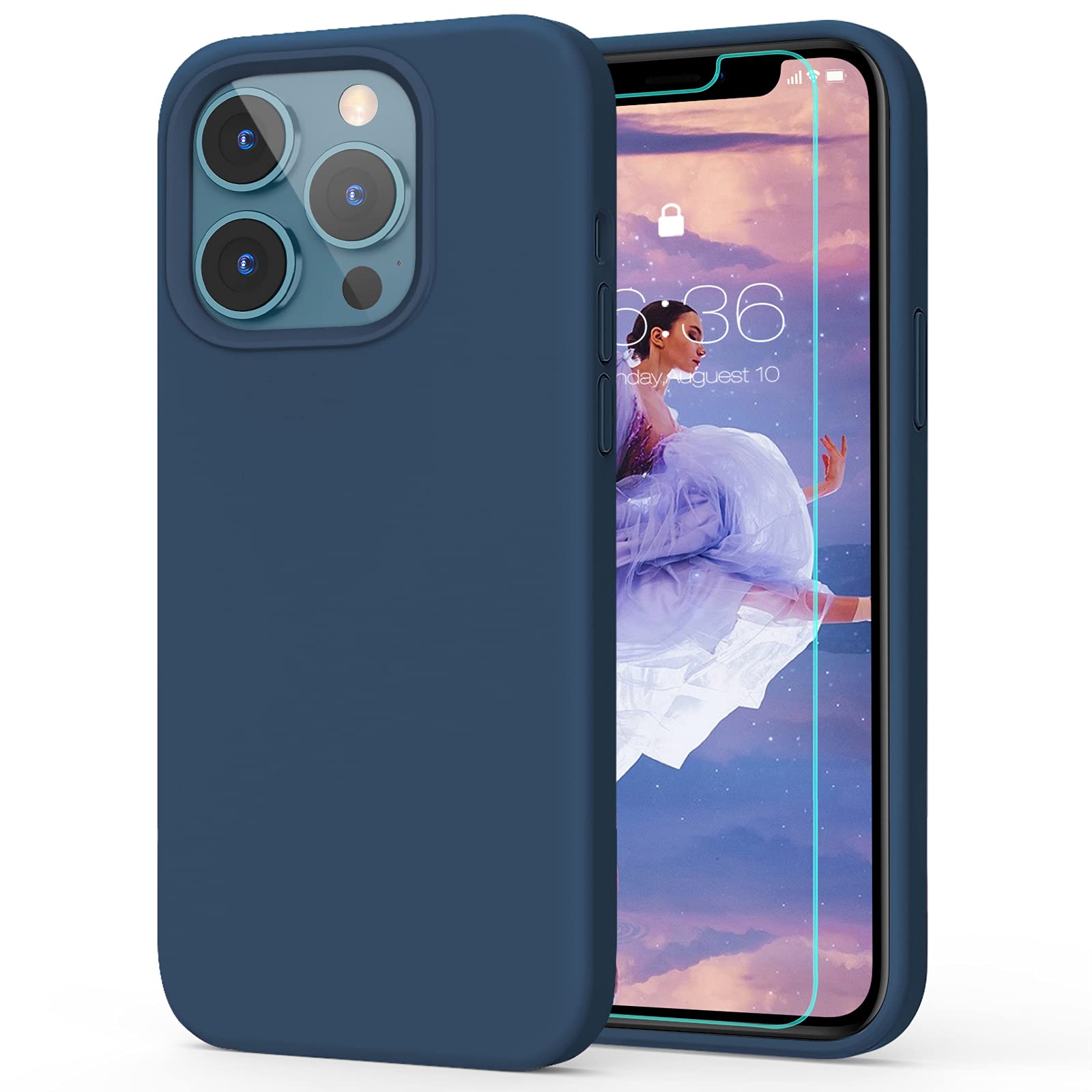 MILPROX iPhone 13 Pro Case with Screen Protector (2021) - Shockproof Silicone Protective Cover with Soft Microfiber Lining for iPhone 13 Pro 6.1