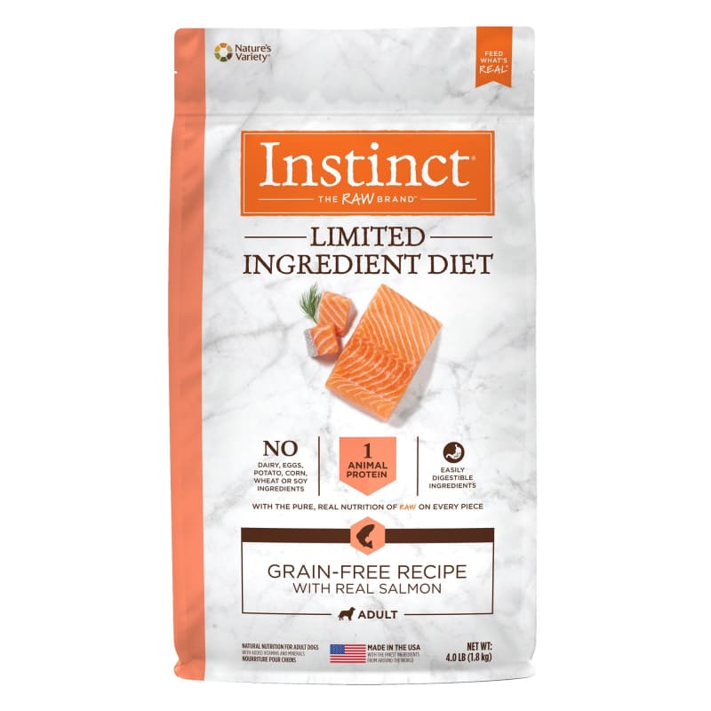 Instinct Limited Ingredient Diet Grain Free Salmon Dry Dog Food 4lbs - Hypoallergenic Natural Recipe for Dogs with Sensitive Stomachs - Perfect for Adult Dogs & Puppies with Food Allergies