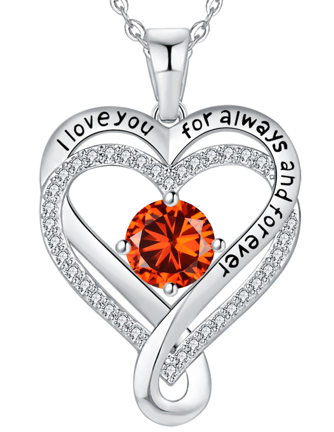 Infinity Heart Birthstone Necklace for Women - I Love You Sterling Silver Jewelry Gift for Wife, Girlfriend, Mom, Daughter | Anniversary, Birthday Present Idea | Perfect for Valentine's Day, Mother's Day & Special Occasions | S925 Sterling Silver