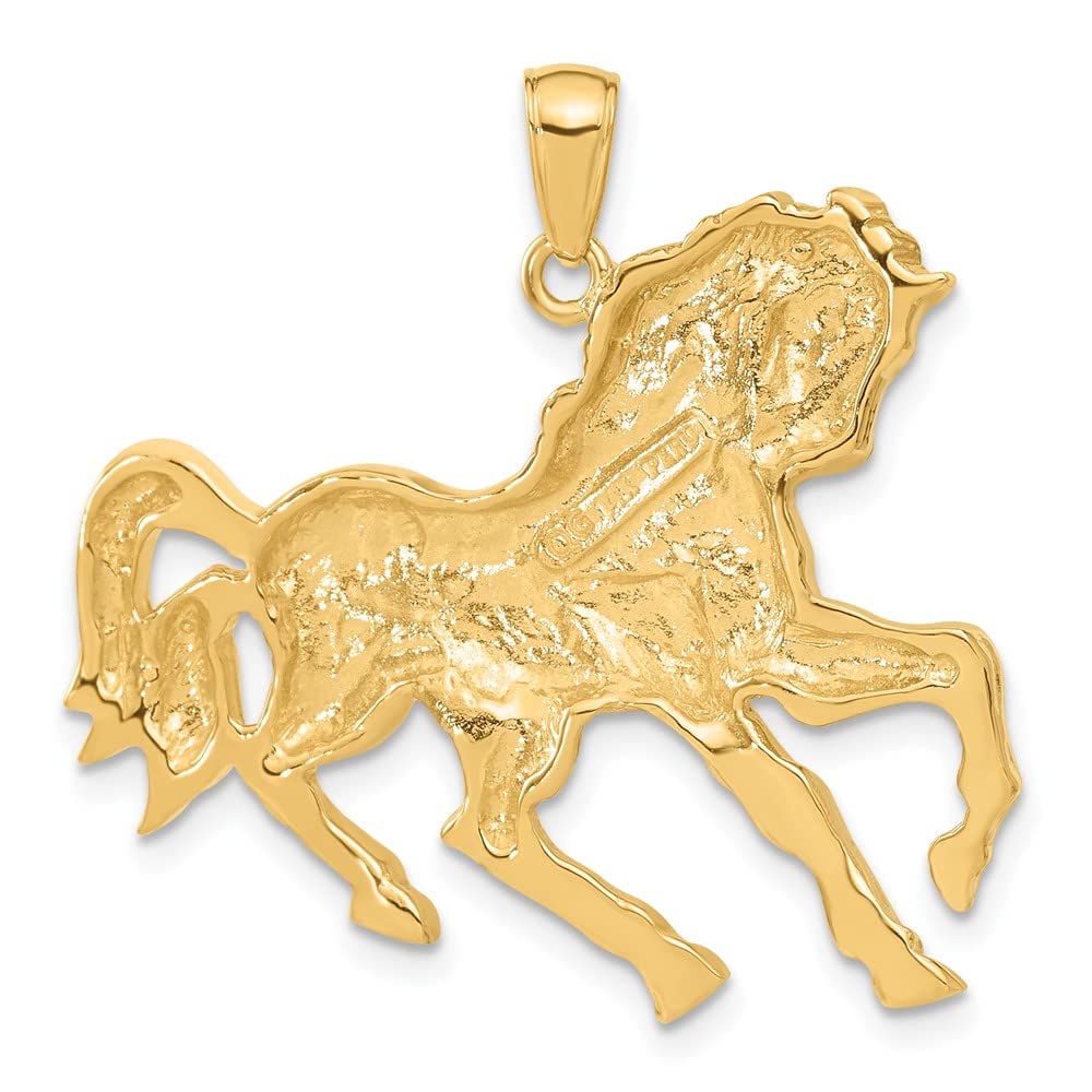 14k Yellow Gold Galloping Horse Pendant - Elegant Jewelry for Women